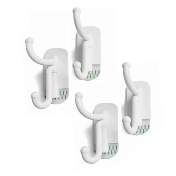4 x Swivel Hooks Wall Hanger Self Adhesive Hat Coat Towel Key Bathroom Kitchen
