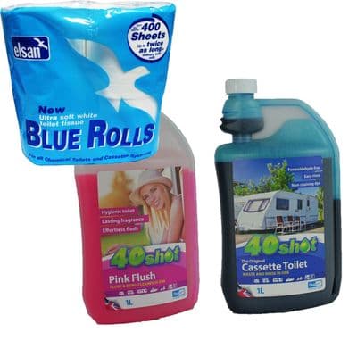 40 SHOT CASSETTE + PORTABLE TOILET PINK FLUSH + ELSAN caravan motorhome boat