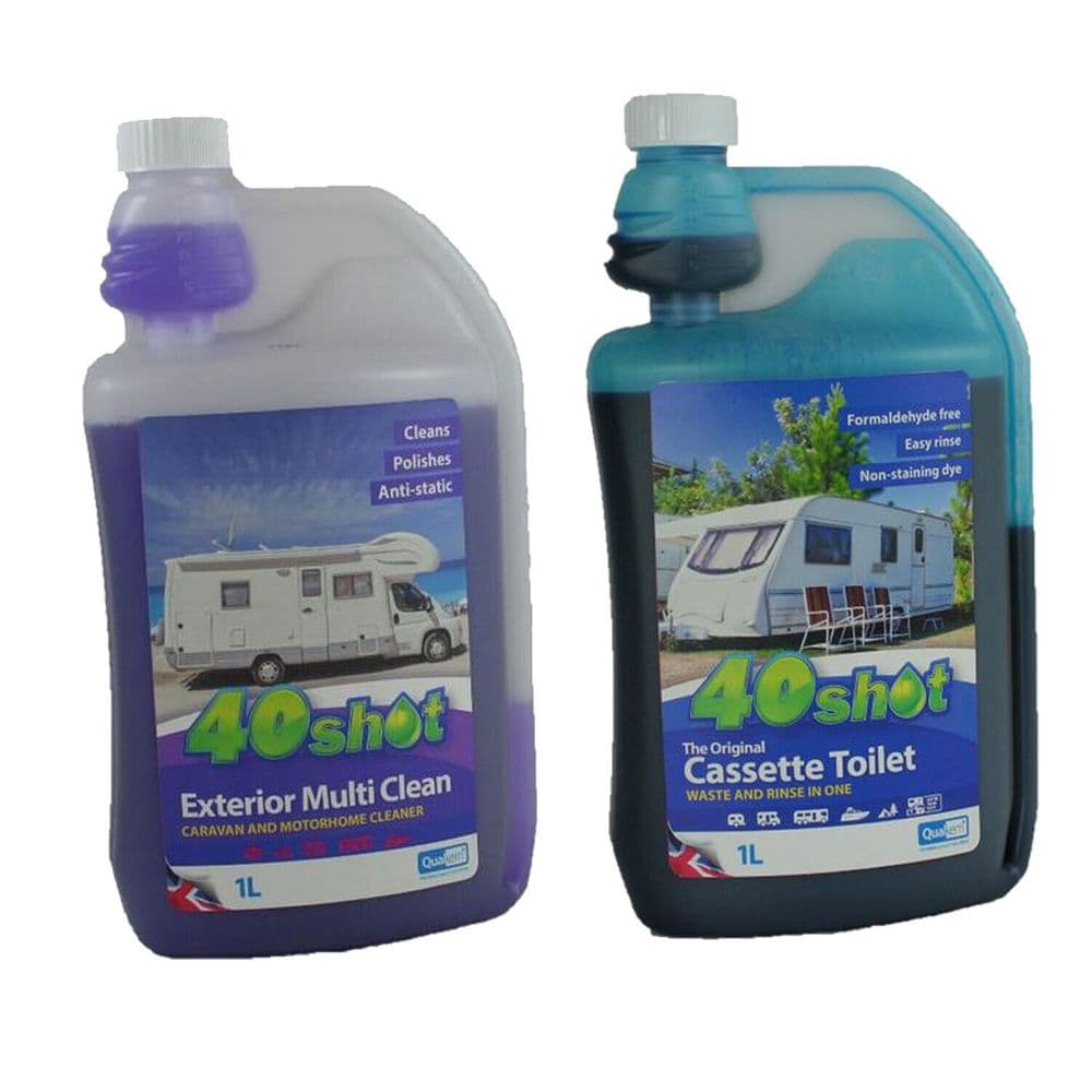 40 SHOT CASSETTE TOILET CHEMICAL 40 SHOT EXTERIOR MULTI CLEAN caravan motorhome