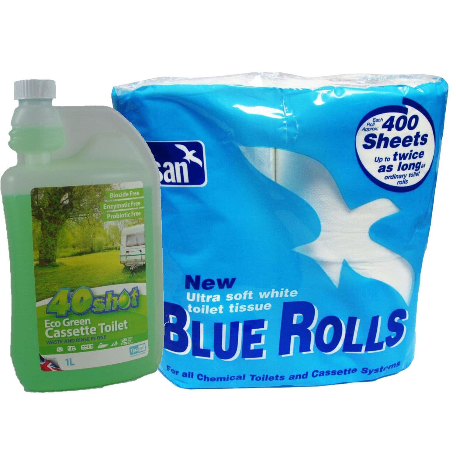 40 SHOT ECO GREEN PORTABLE TOILET CHEMICAL TOILET ROLL caravan motorhome