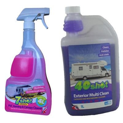40 SHOT EXTERIOR MULTI CLEAN + 7 SHOT PVC AWNING CLEANER caravan motorhome boat