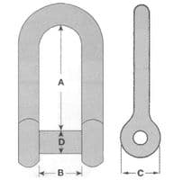 4mm STAINLESS STEEL MARINE LONG DEE SHACKLE yacht boat rope chain deck rigging