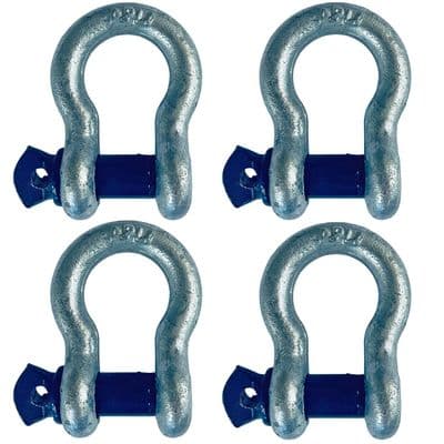 4x Lifting Shackle WLL 6.5 Ton Galvanised Screw Pin Bow Shackle Tested