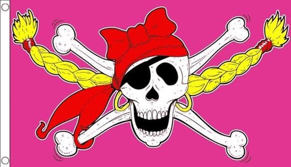 5 feet x 3 feet GIRL PINK PIRATE FLAG + EYELETS caravan camping motorhome boat