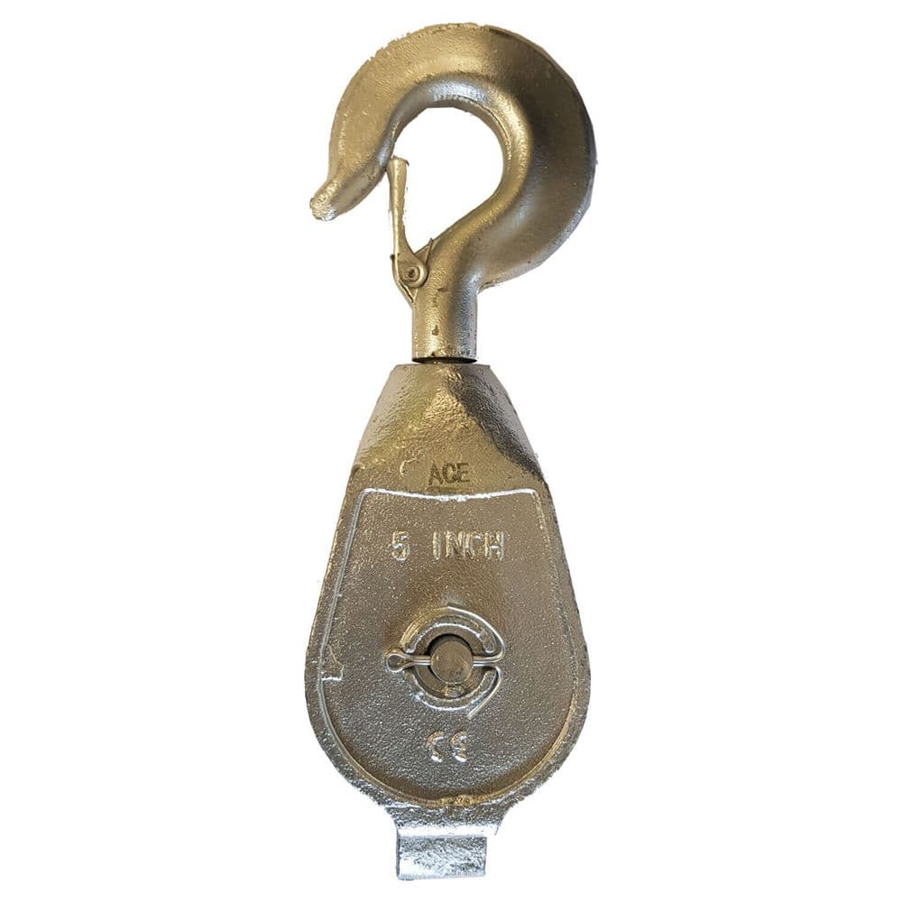 5" GALVANISED MALLEABLE IRON DOUBLE SHEAVE PULLEY BLOCK SWIVEL HOOK lifting