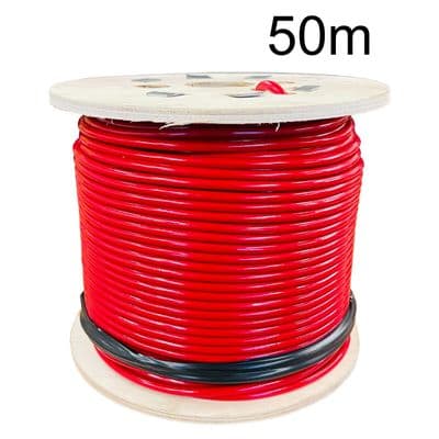 50 metres 1.8mm GALVANISED 7 x 7 WIRE ROPE RED PVC COATED to 3mm marine boat gym