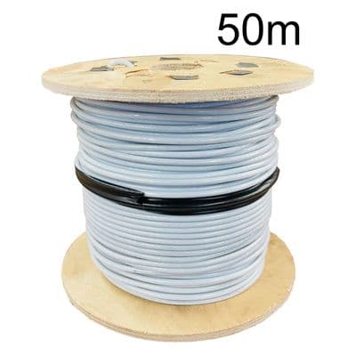 50 metres 3mm GALVANISED 6 x 7 WIRE ROPE WHITE PVC COATED to 4mm gym rigging
