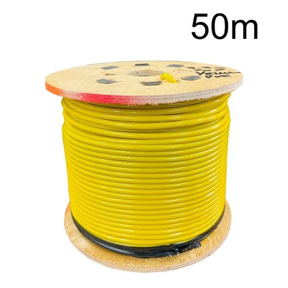 50 metres 3mm GALVANISED 7 x 7 WIRE ROPE YELLOW PVC COATED to 5mm gym rigging