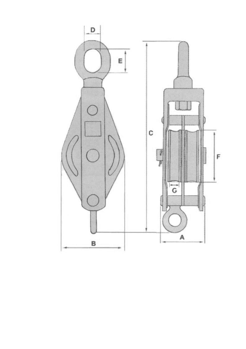 50mm STAINLESS STEEL MARINE DOUBLE SHEAVE BLOCK with SWIVEL EYE yacht rope