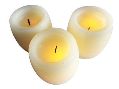 6 pcs LED WAX CANDLES genuine paraffin wax 50mm x 50mm (batteries included)