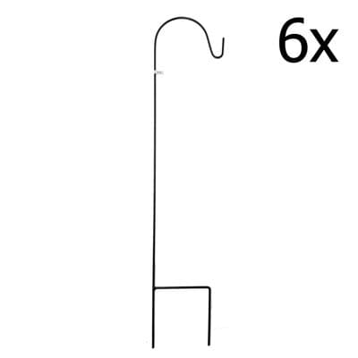 6 x 1 metre BLACK COATED SHEPHERDS CROOK HOOKS garden lantern hanging baskets