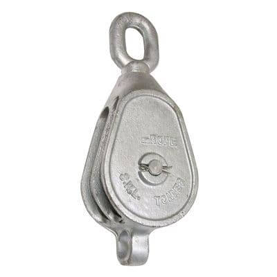 6” x 2T DOUBLE GALVANISED IRON BLOCKS WITH SWIVEL OVAL EYE marine boat deck lift