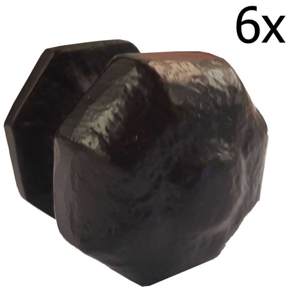 6 x BLACK ANTIQUE CAST IRON DOOR KNOBS 5098 cupboard drawer gate shed chest