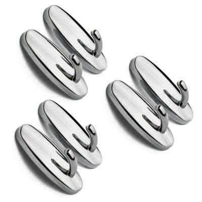 6 x Self Adhesive Hooks Chrome Wall Hanger Multi Purpose Sticky Bathroom Coat