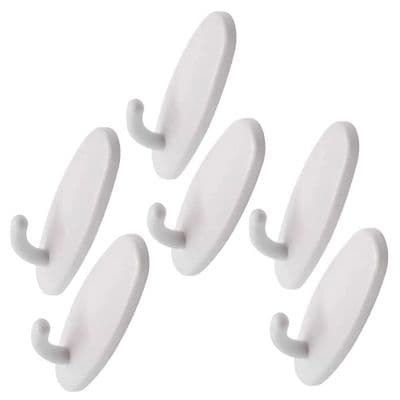 6 x Self Adhesive Hooks Wall Hanger Multi Purpose Sticky Bathroom Key Coat