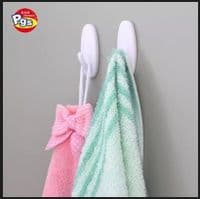 6 x Self Adhesive Hooks Wall Hanger Multi Purpose Sticky Bathroom Key Coat