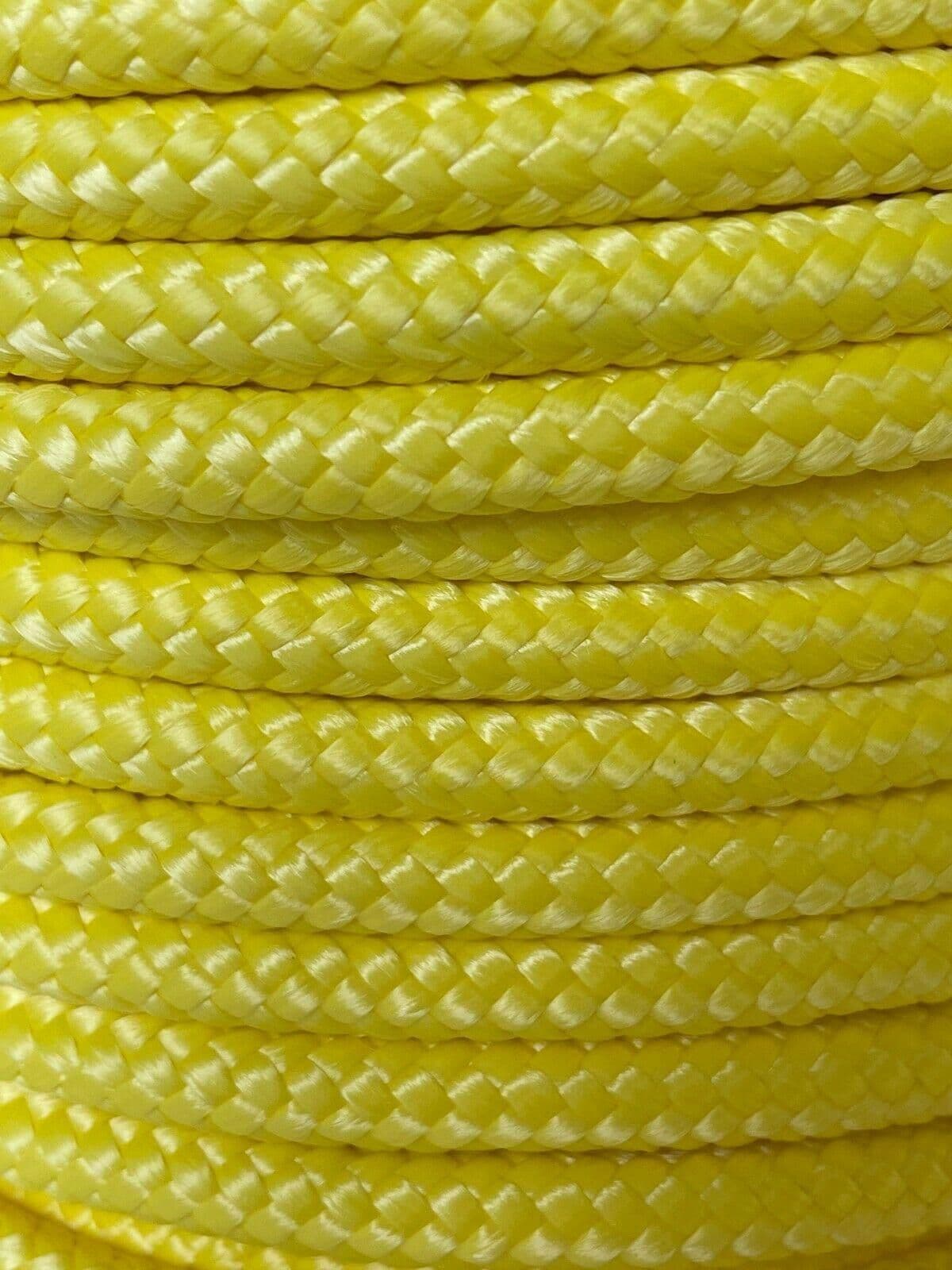 Yellow Ropes Colour 65 metres 10mm YELLOW KERNMANTLE BRAIDED POLYPROPYLENE ROPE marine ...