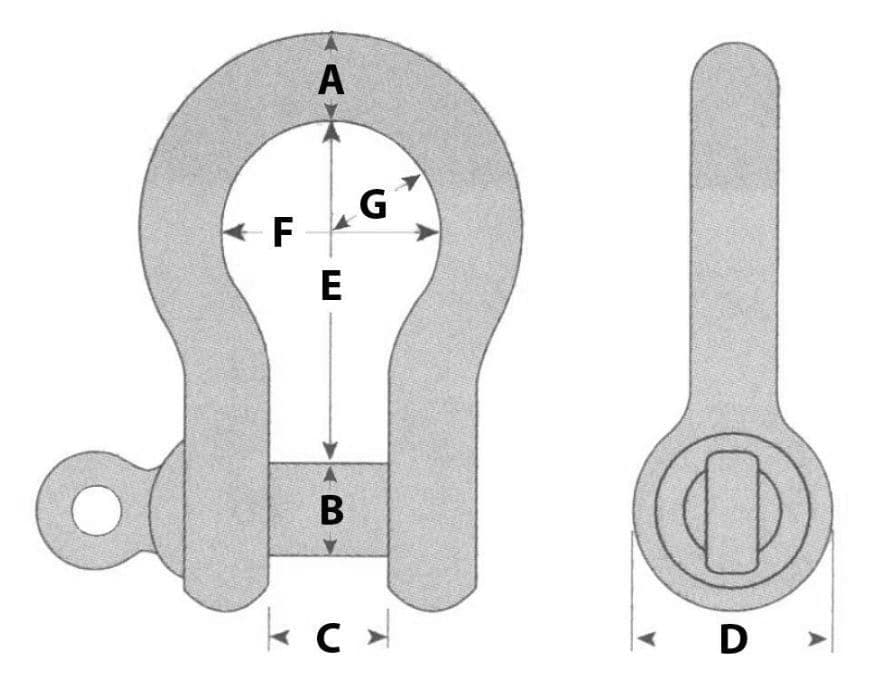 6mm STAINLESS STEEL MARINE BOW SHACKLE yacht boat deck rigging chain rope