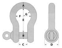 6mm STAINLESS STEEL MARINE BOW SHACKLE yacht boat deck rigging chain rope