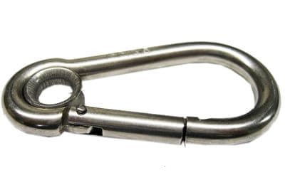 6mm x 60mm STAINLESS STEEL MARINE CARBINE HOOK with EYELET rope boat yacht chain