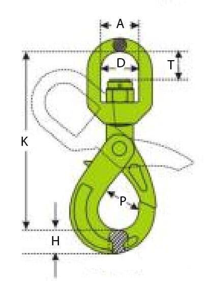 thumbnail image 2 of 3 Ton Swivel Alloy Steel Hoist Hook – Grade 80, Yellow Chromate For Wrecker Winch 2 of 6