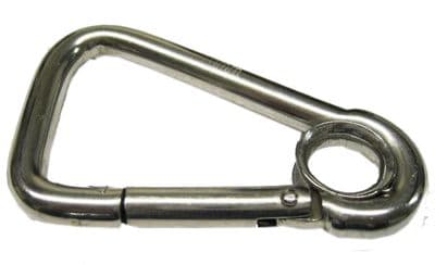 8mm STAINLESS STEEL MARINE ASSYMETRIC CARBINE HOOK with EYELET chain rope boat