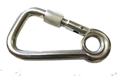 8mm STAINLESS STEEL MARINE ASSYMETRIC CARBINE HOOK with EYELET + SCREW NUT chain