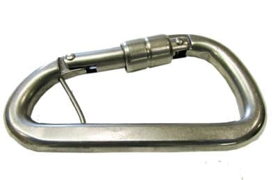 8mm STAINLESS STEEL MARINE ASSYMETRIC CARBINE HOOK with LOCKING SLEEVE boat rope