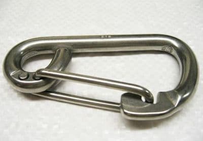 8mm STAINLESS STEEL MARINE FORMED EYE CARBINE HOOK with SAFETY CATCH rope boat