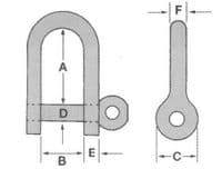 8mm STAINLESS STEEL MARINE STRIP DEE SHACKLE yacht boat deck rope chain rigging