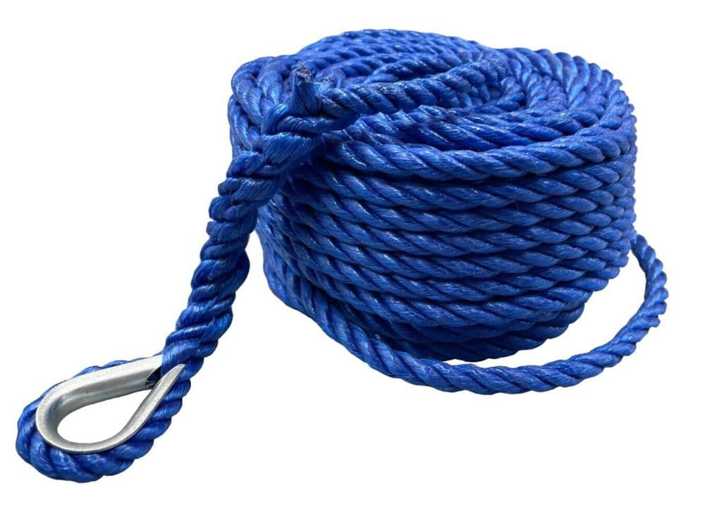 8mm x 100ft PP Anchor Mooring Line Rope with Thimble & Soft Eye chain ...
