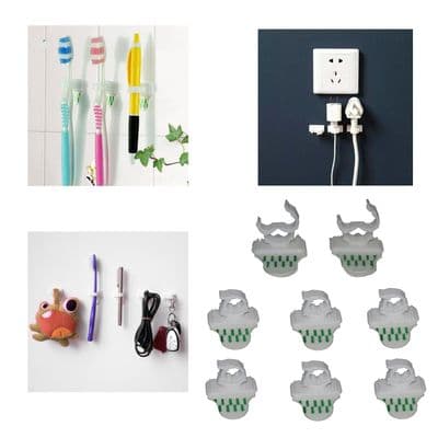 8x Self Adhesive Hook Clip Wall Hanger Cable Wire Toothbrush Pen Keys Stick On