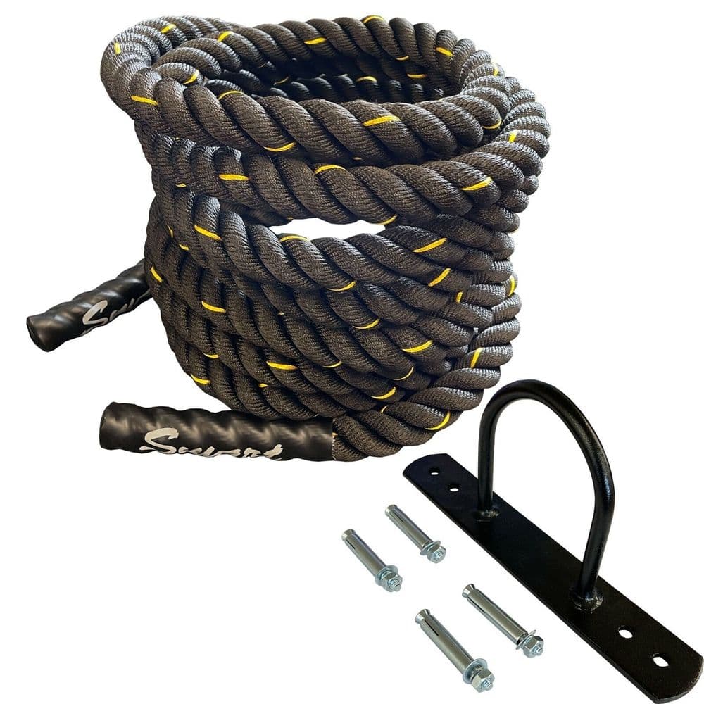 Exercise Ropes Mount 9 metre x 50mm BATTLE ROPE WALL ANCHOR training fitness gym bootcamp ...
