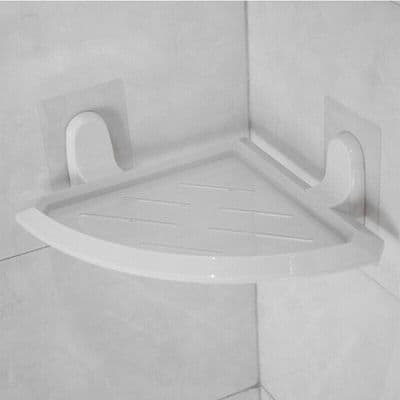 Bathroom Shower Corner Shelf White Self Adhesive Wall Mounted Storage Organiser