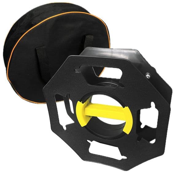 Cable Tidy Reel 25m Mains Hook Up Lead Wire Holder with Storage Bag Caravan Camp