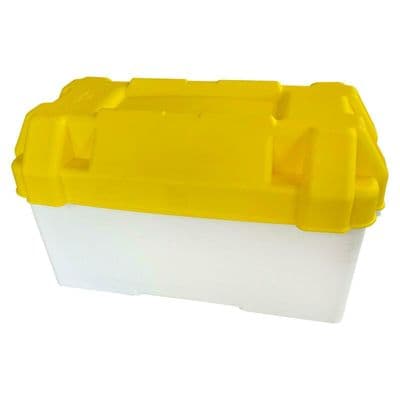 CARAVAN LEISURE BATTERY BOX VERY LARGE + STRAPS + DIVIDER 110amp boat motorhome