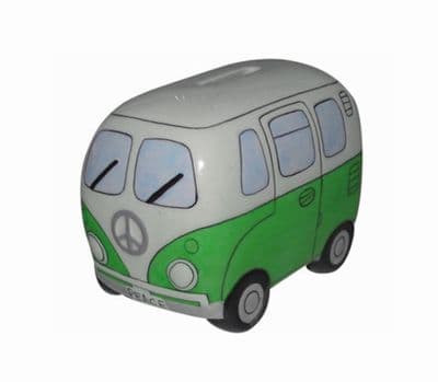 CERAMIC CAMPER VAN MONEY BOX in GIFT BOX GREEN (CV26)
