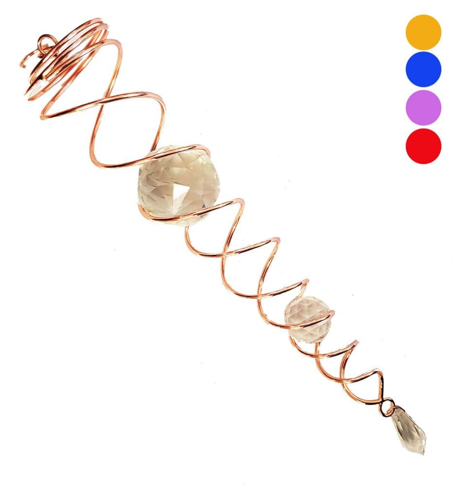 COPPER CRYSTAL TWISTER WIND SPINNER HST202 garden spiral MULTIPLE COLOURS