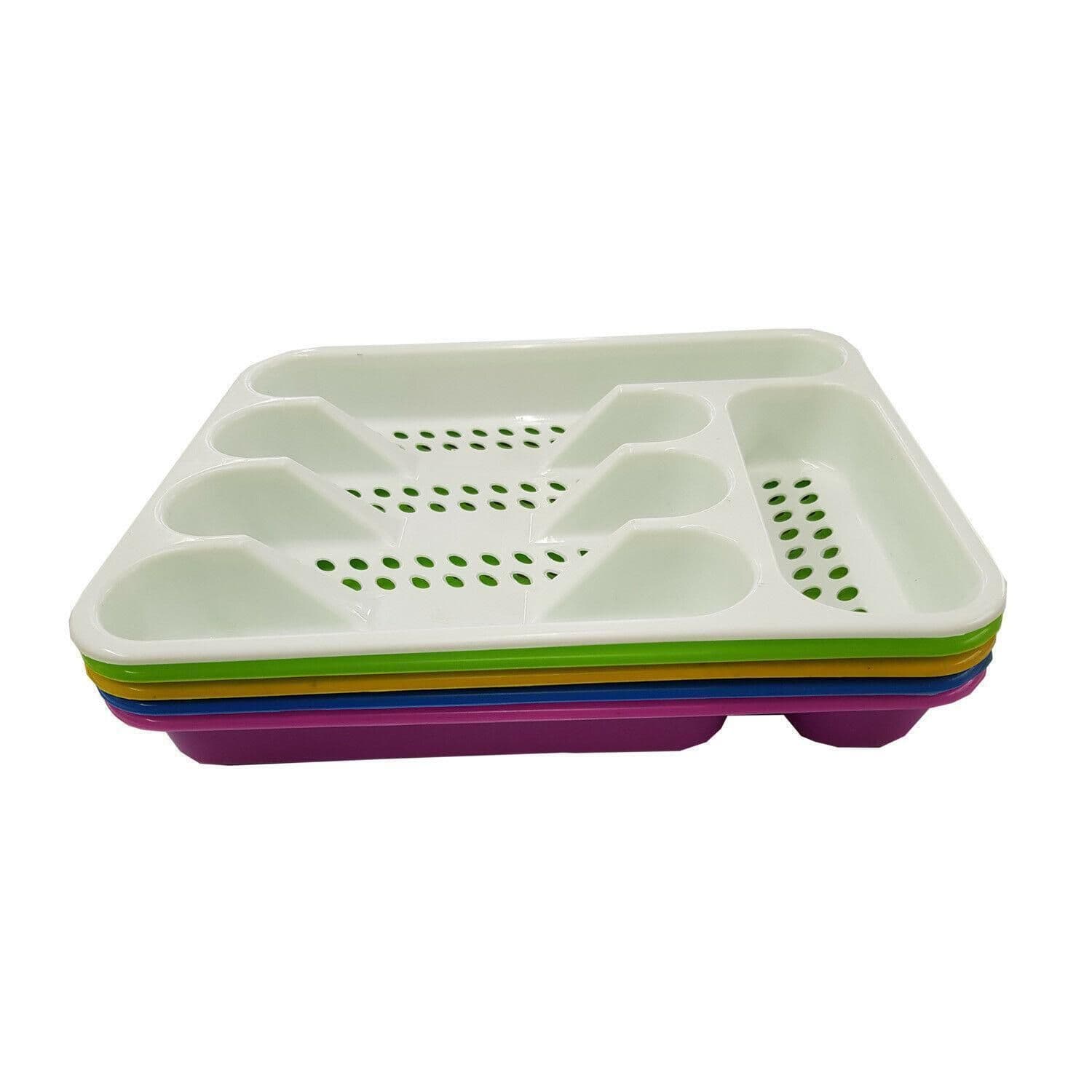 CUTLERY TRAY DRAINER drawer tidy organiser PINK BLUE ORANGE GREEN WHITE