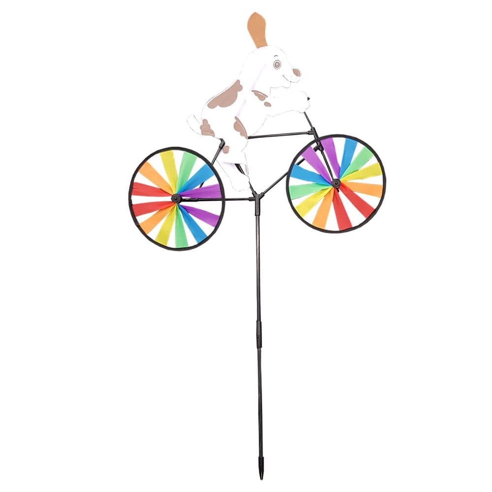 DOG on a BIKE GARDEN WINDMILL garden patio spinner caravan festival