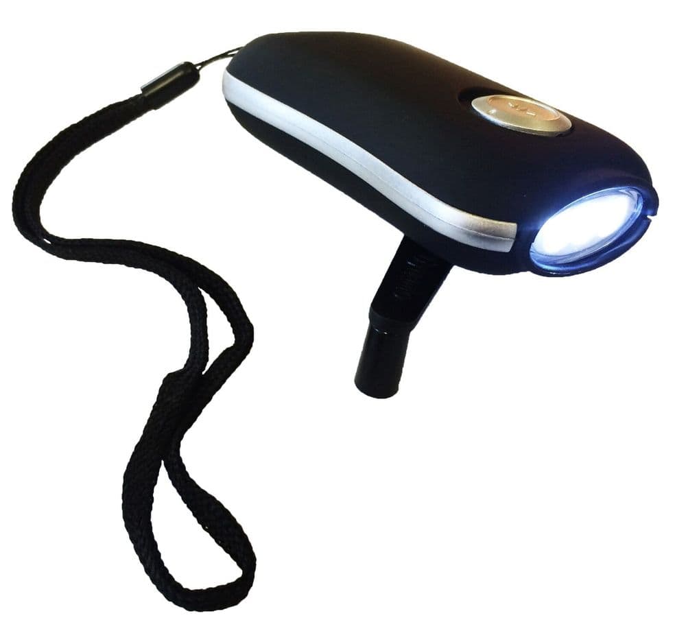 DYNAMO FLASHLIGHT hand winding TORCH 3 LED s camping fishing boating