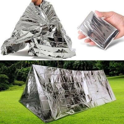 Emergency Survival Shelter Tent Thermal Blanket Large Outdoor 8ft x 5ft & cord