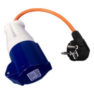 Euro 2 pin European to 16amp Socket Plug Converter Lead Adaptor Orange Cable