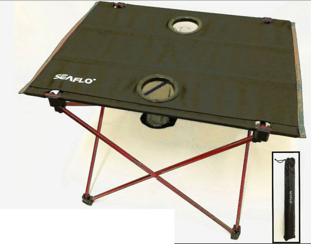 FOLDING ALUMINIUM CAMPING TABLE with CUP HOLDERS & CARRY BAG picnic