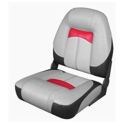 FOLDING BOAT MARINE SEAT HIGH BACK QUALIFIER 76223 GREY/CHARCOAL/RED yacht