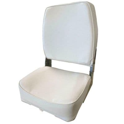 FOLDING MARINE HIGH BACK BOAT SEAT - White (75127W) yacht fishing speed chair