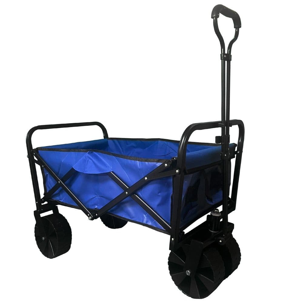 Folding Pull Along Wagon Cart Trolley Beach Camping Garden All Terrain