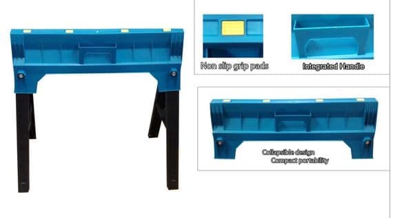 FOLDING SAW HORSE TRESTLE WITH RULER NON SLIP WORK BENCH carpenter 27