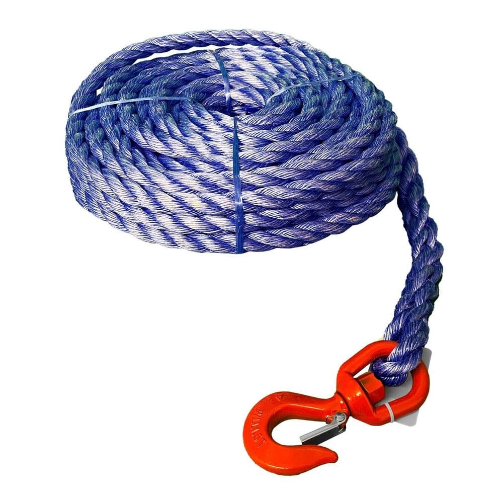 Handwheel Rope Gin Wheel Rope 18mm Polypropylene fitted with Swivel Safety Hook x 25 ...