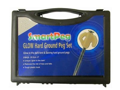 GLOW IN THE DARK TENT PEG SET in CASE x 20 pcs set camping awning motorhomes